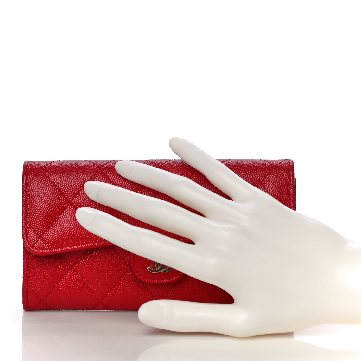 Chanel Caviar Quilted Medium Flap Wallet Red 2 of 12