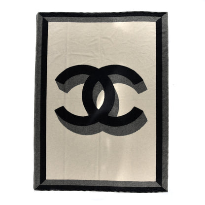 Chanel Wool Cashmere CC Throw Blanket Black Beige 1 of 3