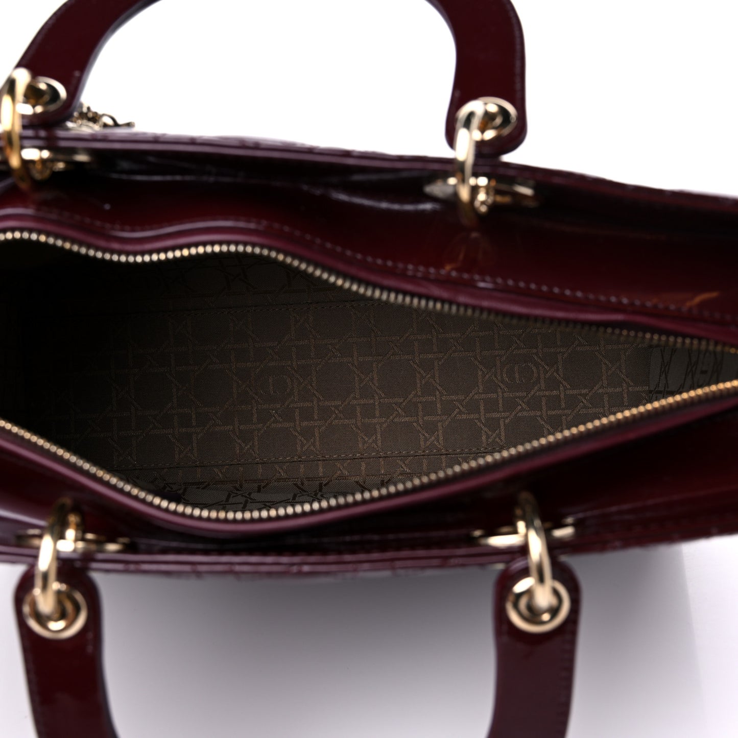 Patent Cannage Large Lady Dior Burgundy