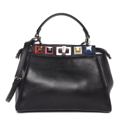 Fendi Nappa Studded Mini Peekaboo Iconic Satchel Black Multicolor 1 of 9