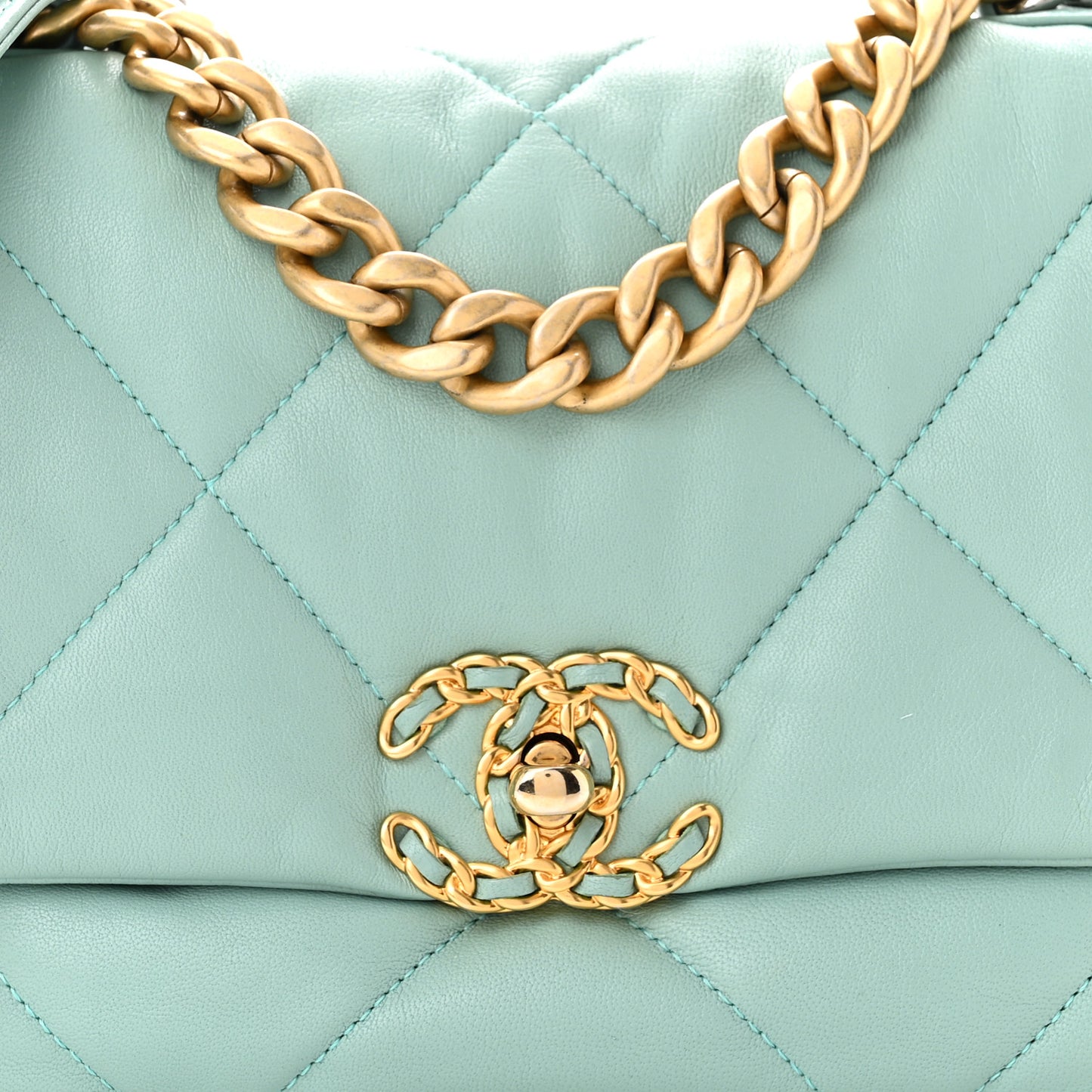 Lambskin Quilted Medium Chanel 19 Flap Light Green