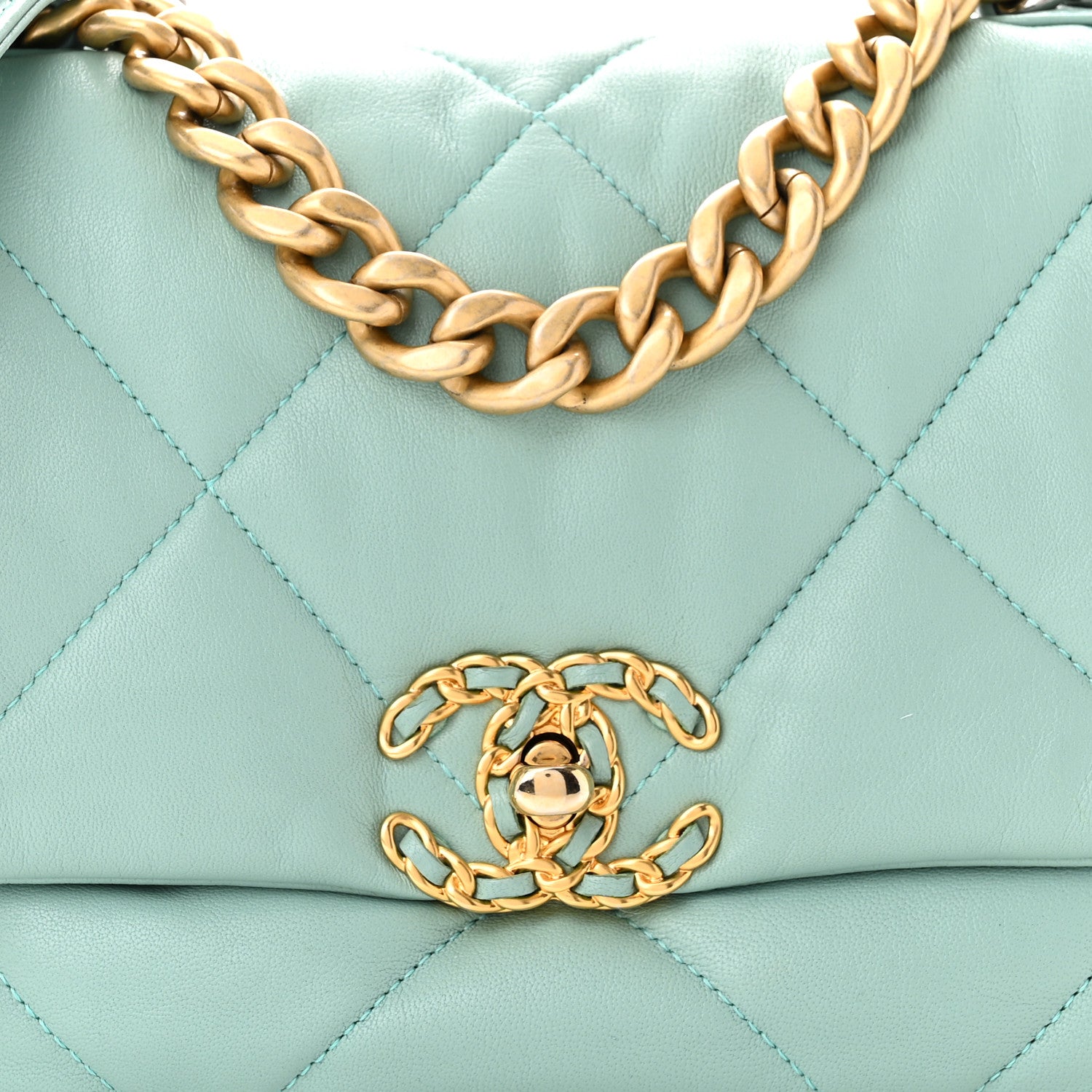 Chanel Lambskin Quilted Medium Chanel 19 Flap Light Green 8 of 11