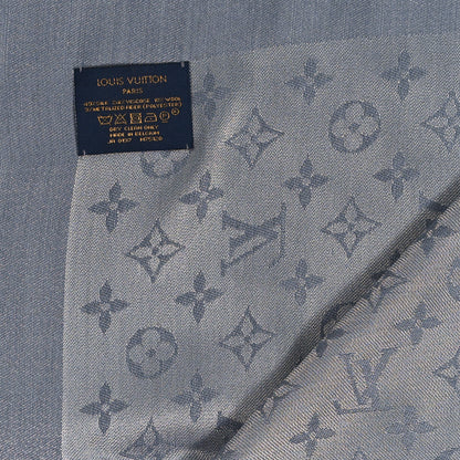 Louis Vuitton Silk Lurex Wool Monogram Shine Shawl Charcoal Grey 3 of 4