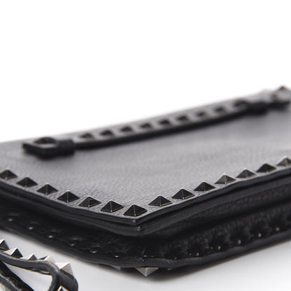 Valentino Garavani Pebbled Calfskin Rockstud Wristlet Clutch Black 5 of 10