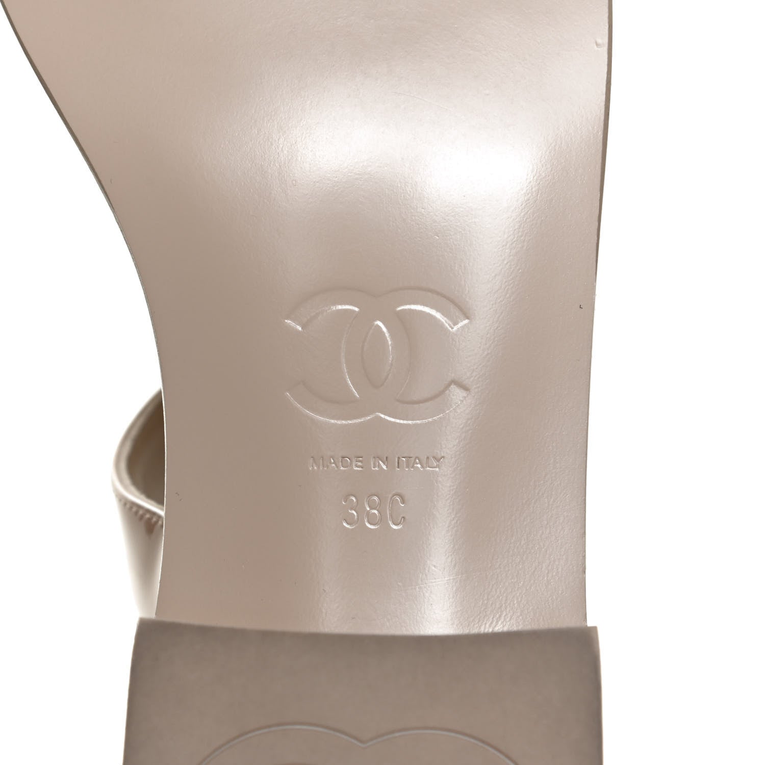 Chanel Lambskin Patent Chain CC Logo Thong Sandals 38 Beige 9 of 10