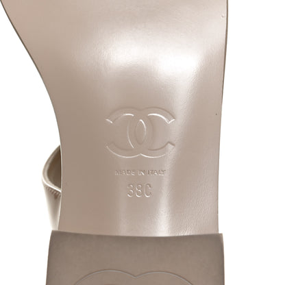 Chanel Lambskin Patent Chain CC Logo Thong Sandals 38 Beige 9 of 10