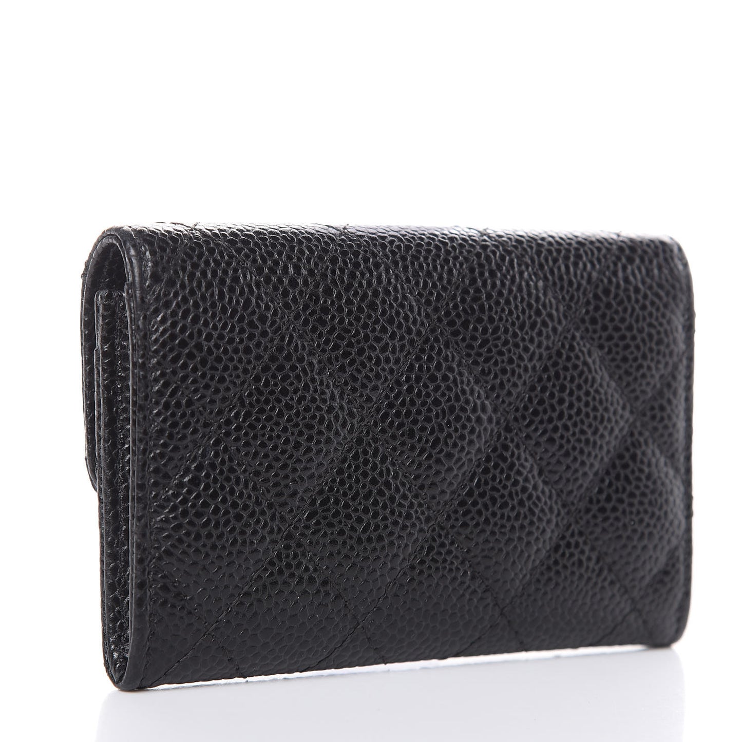 Caviar Quilted Flap Card Holder Black