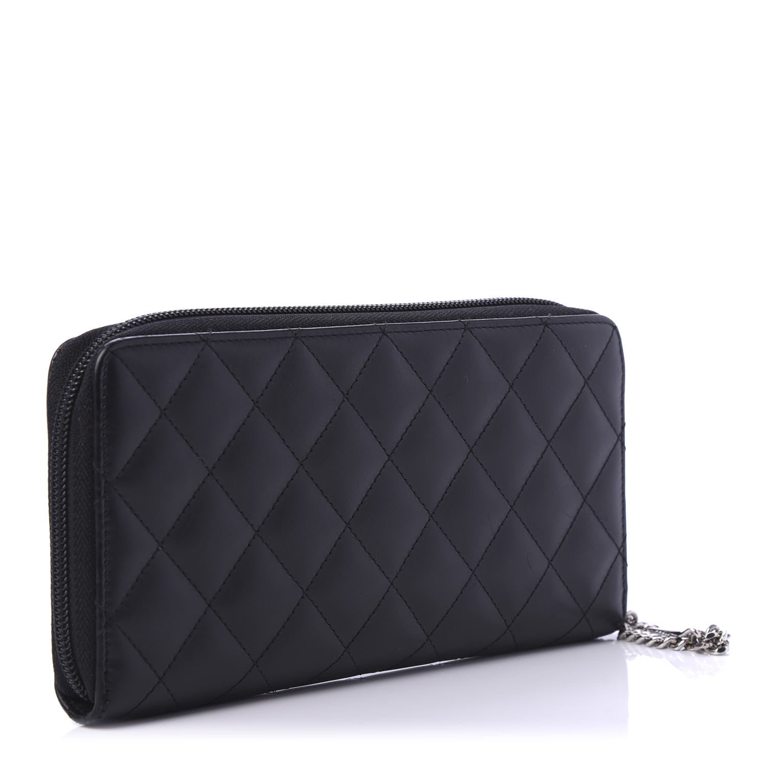 Chanel Calfskin Quilted Cambon Large Gusset Zip Around Wallet Black 3 of 14