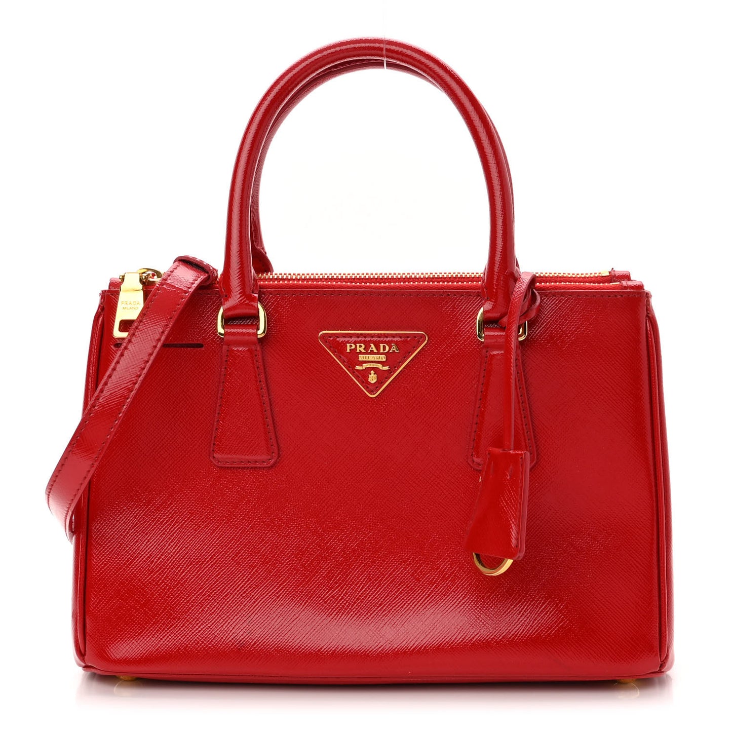 Saffiano Vernice Small Galleria Double Zip Rosso