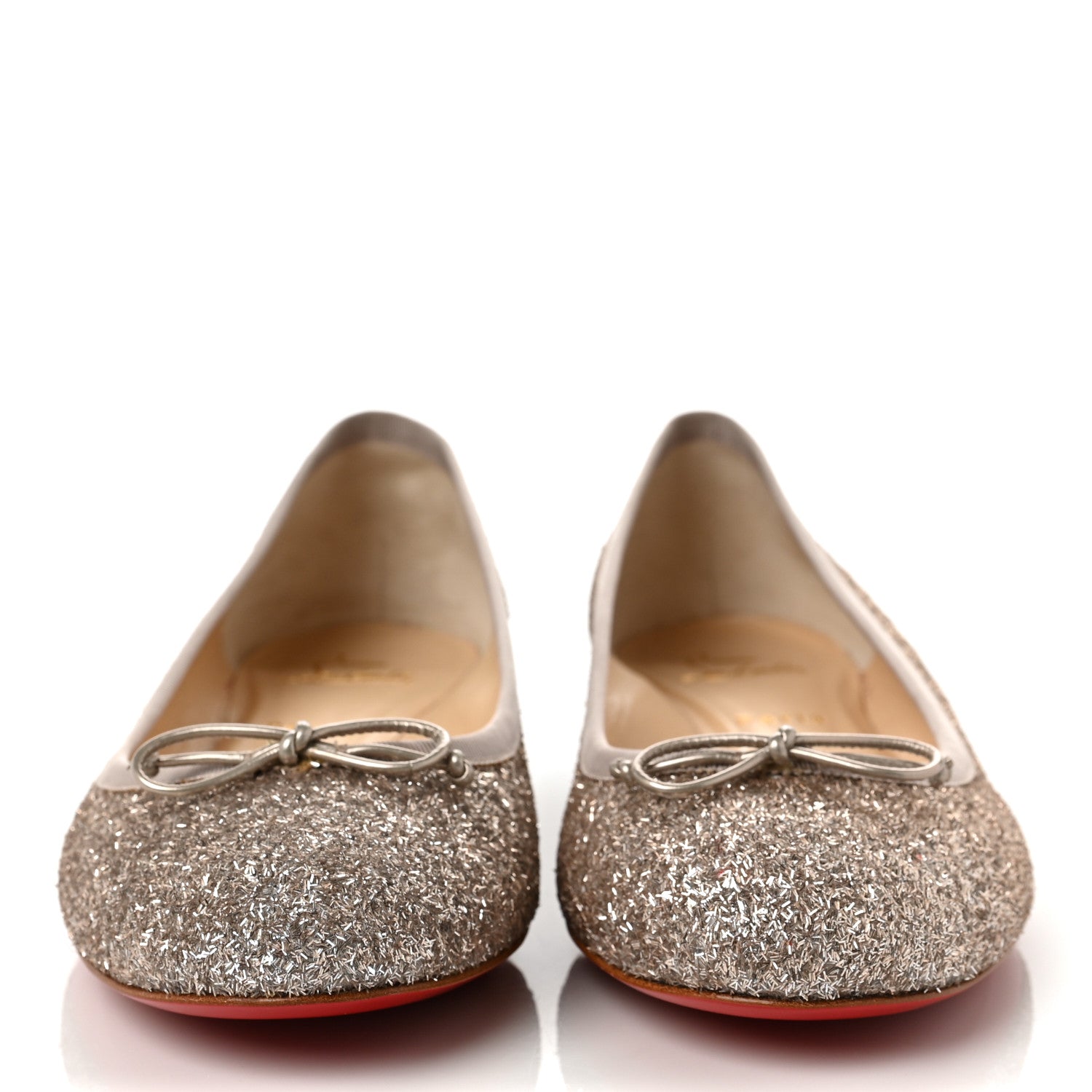 Christian Louboutin Glitter La Massine Flat 41.5 Perle 2 of 8