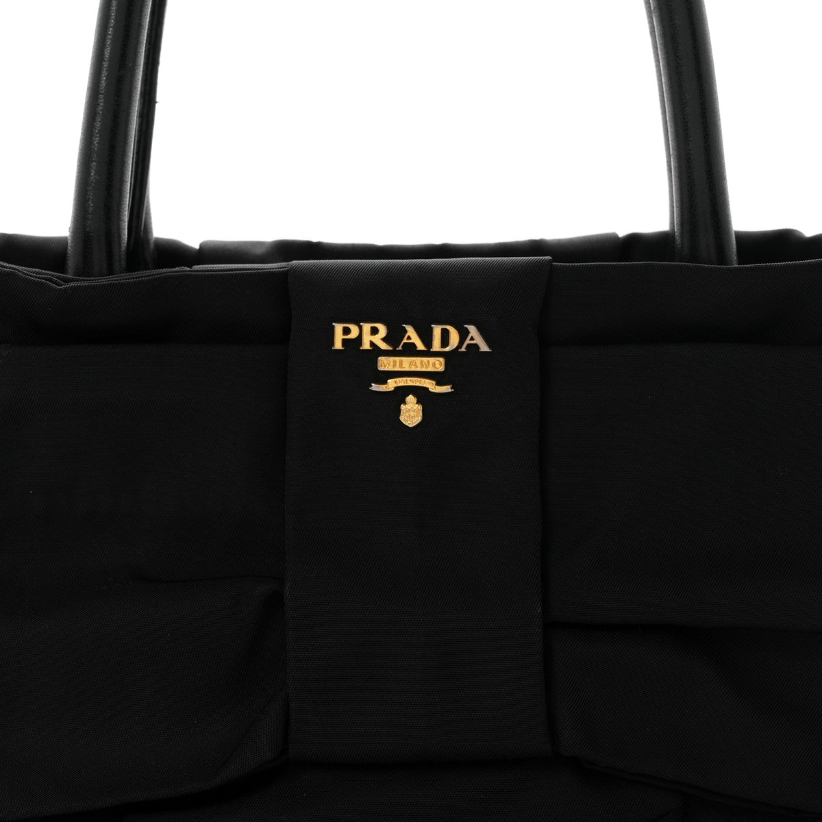 Nylon Tessuto Fiocco Bow Tote Black