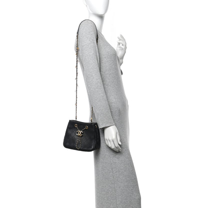Chanel Calfskin Stitched Small Egyptian Amulet Drawstring Bag Black 2 of 11
