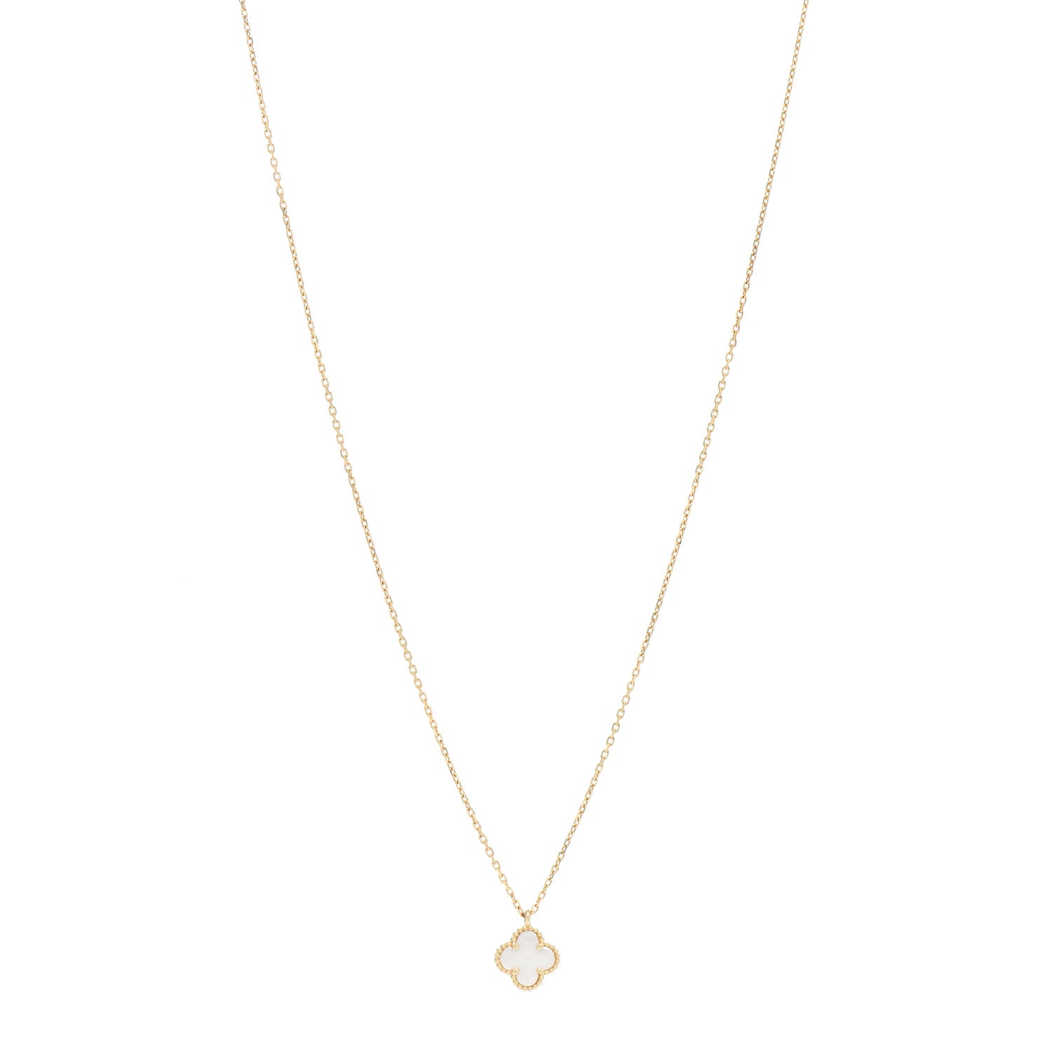 Van Cleef & Arpels 18K Yellow Gold Mother of Pearl Sweet Alhambra Pendant Necklace 1 of 5