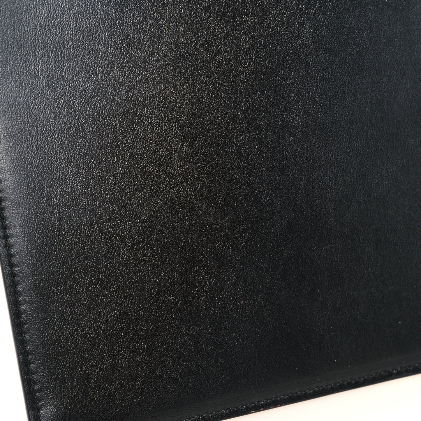 Calfskin Blade Embroidered Zip Pouch Black