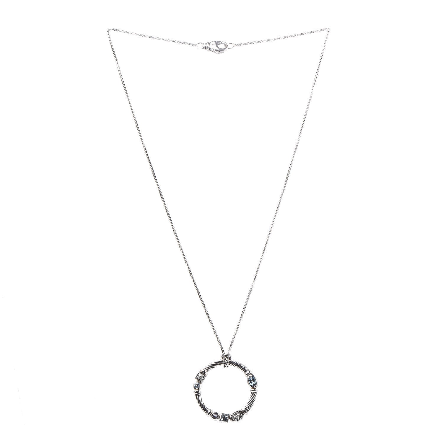 David Yurman Sterling Silver Diamond Blue Topaz Hampton Blue Topaz Iolite Confetti Pendant Necklace 3 of 7