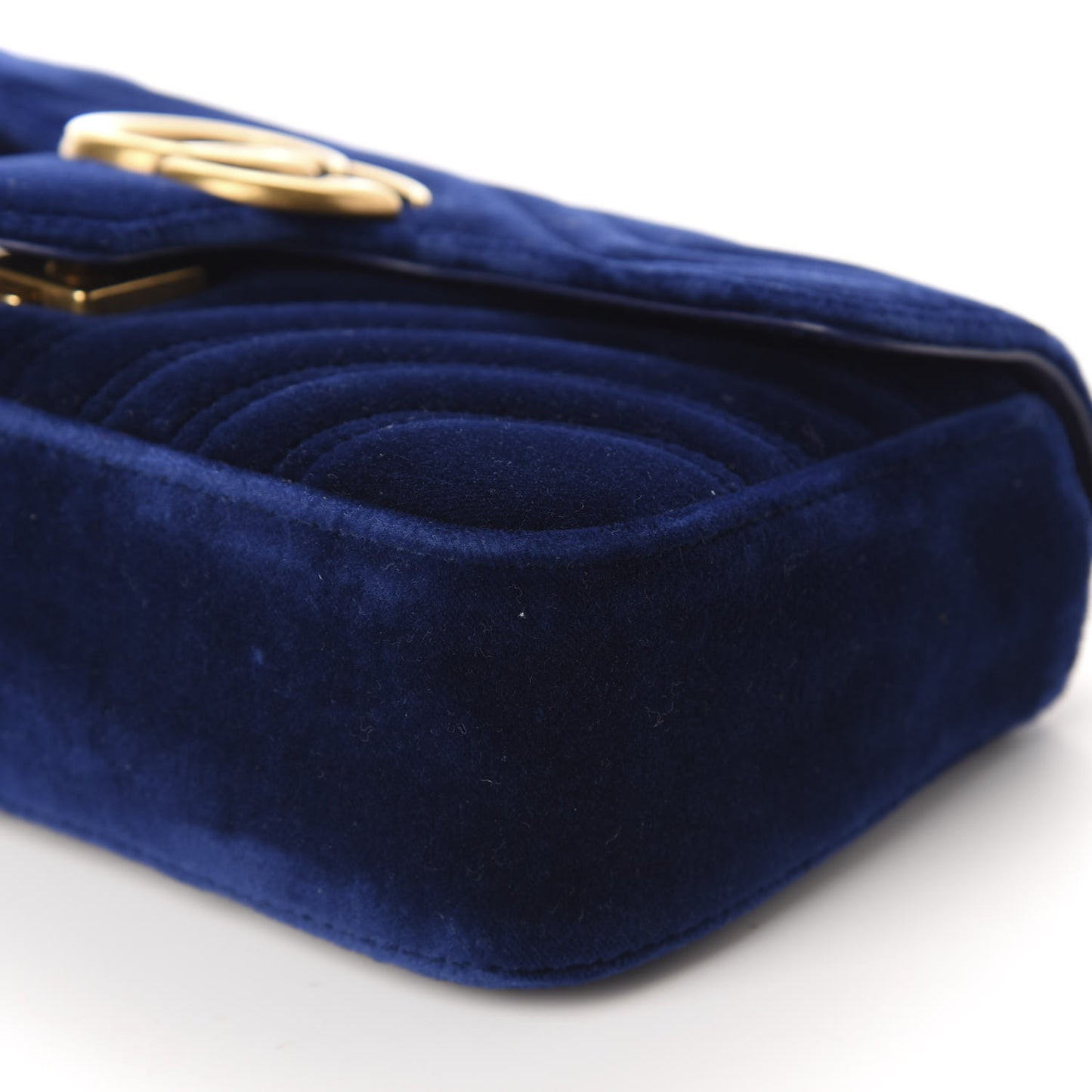 Velvet Matelasse Mini GG Marmont Shoulder Bag Cobalt Blue