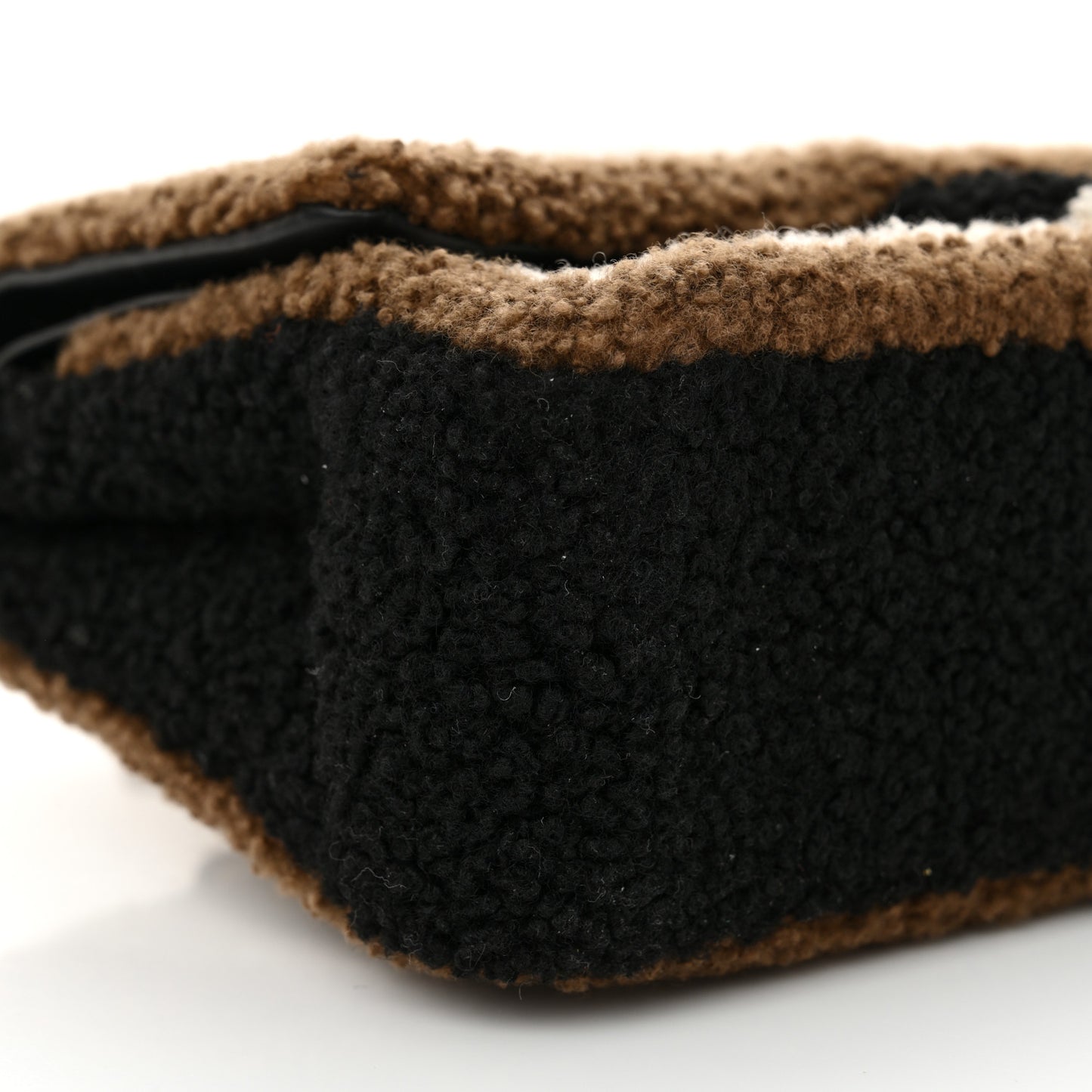 Lambskin Shearling Medium Double Flap Black Brown