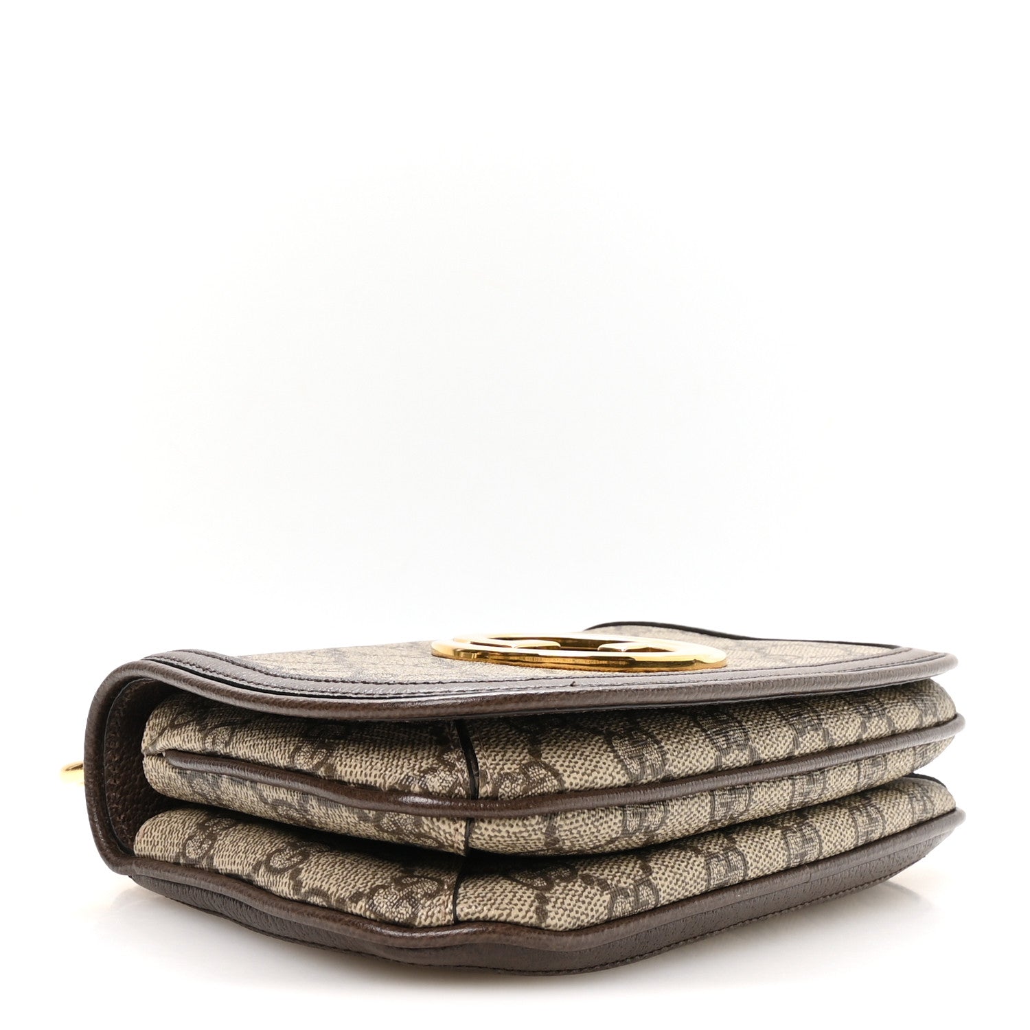 Gucci GG Supreme Monogram Textured Dollar Calfskin Mini Blondie Chain Shoulder Flap Bag Beige Ebony New Acero 4 of 10