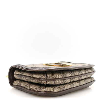 Gucci GG Supreme Monogram Textured Dollar Calfskin Mini Blondie Chain Shoulder Flap Bag Beige Ebony New Acero 4 of 10
