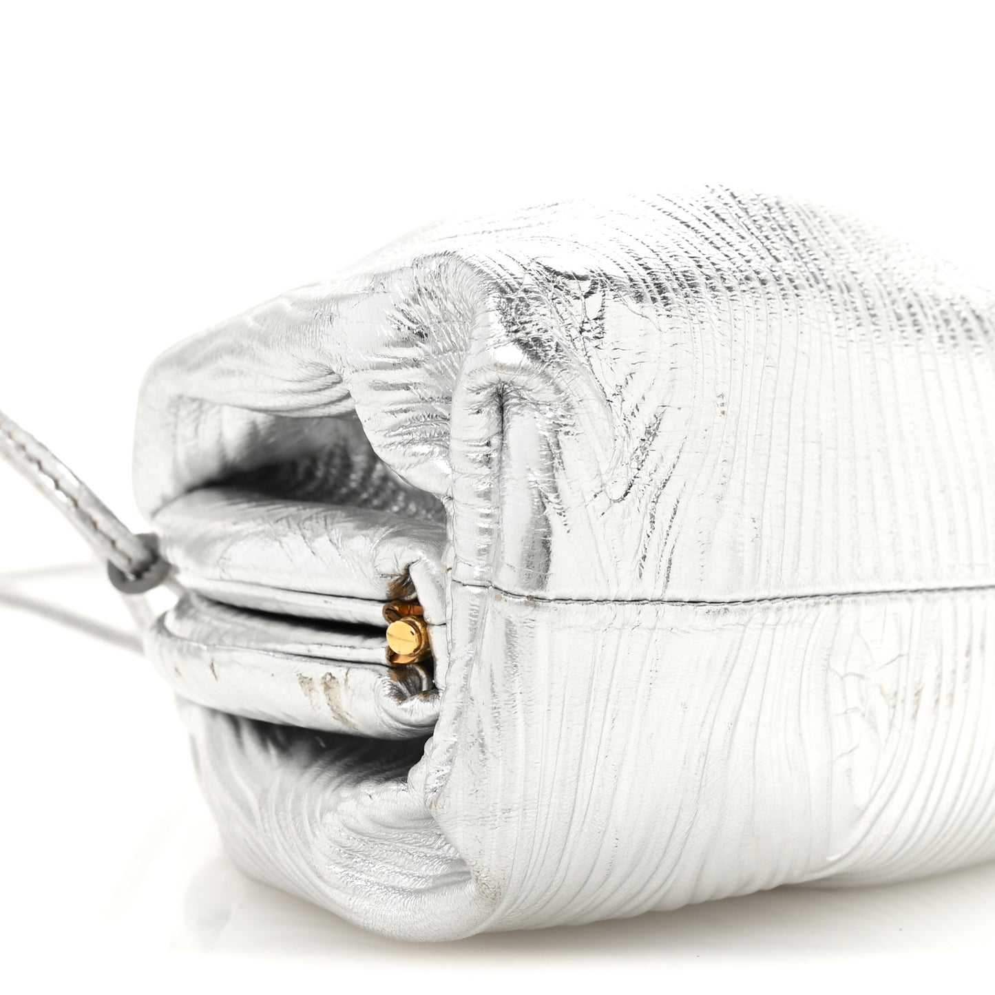 Metallic Bark Calfskin The Mini Pouch Silver