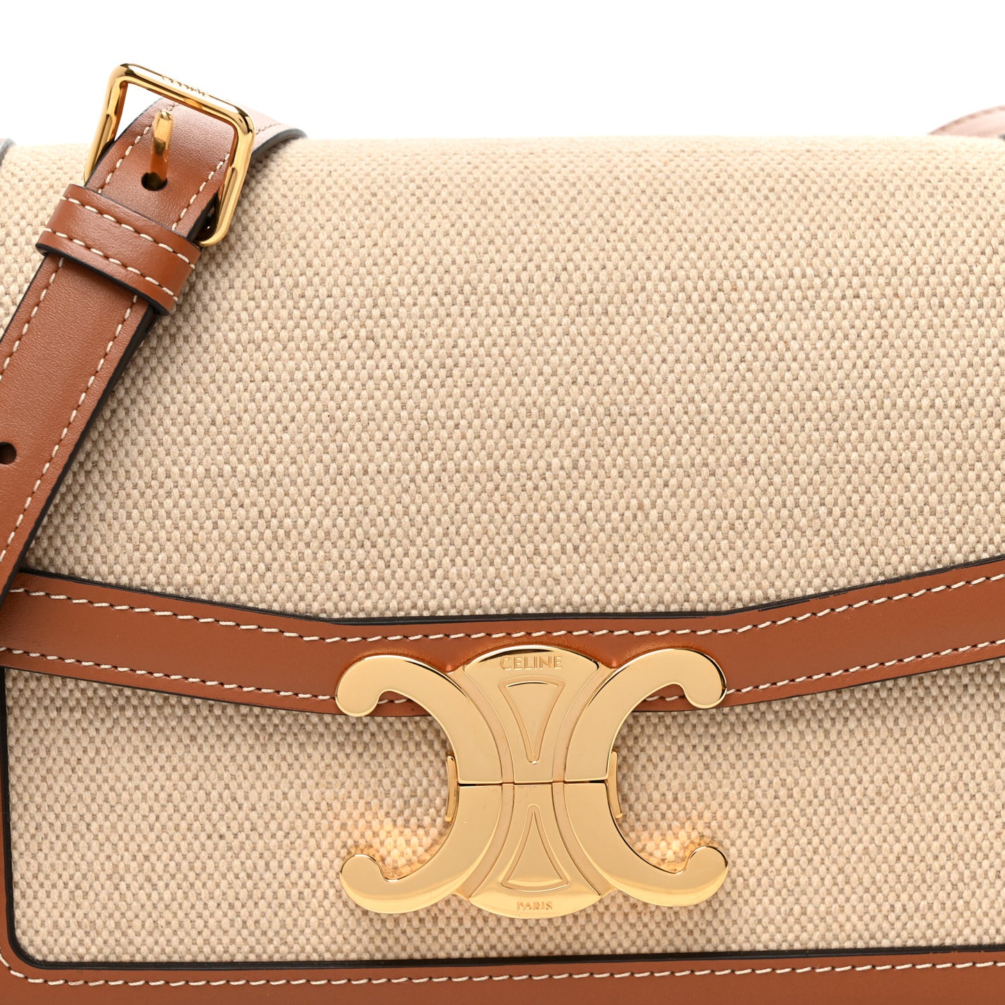 Textile Natural Calfskin Teen Triomphe White Tan
