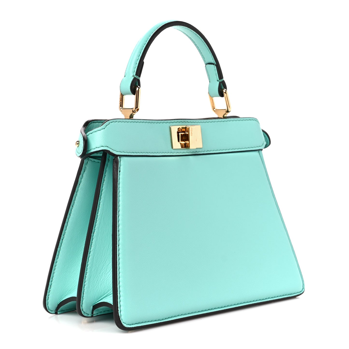 Shiny Nappa Petite Peekaboo I SEE U Satchel Spring Turquoise