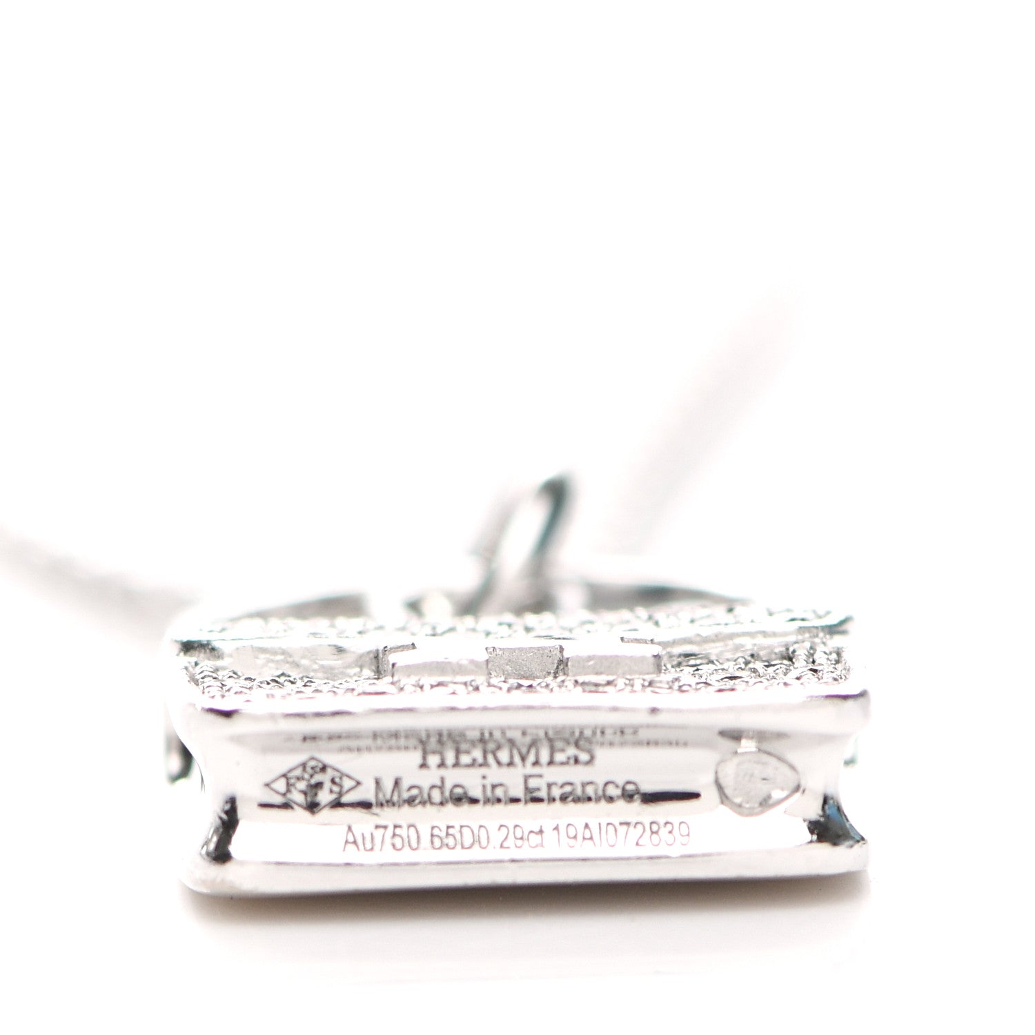Hermes 18K White Gold Diamond Constance Amulette Pendant Necklace 5 of 6