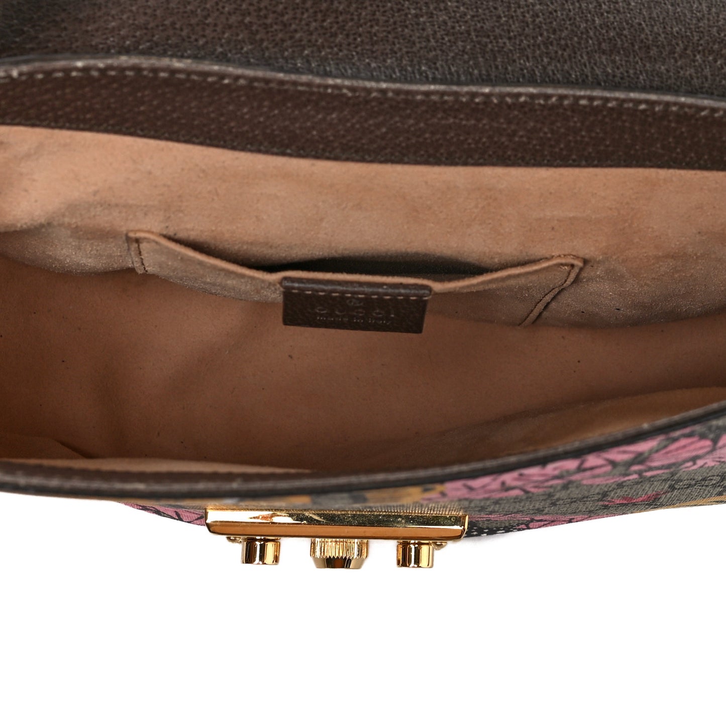 GG Supreme Monogram Bengal Web Medium Padlock Messenger Shoulder Bag Beige Pink