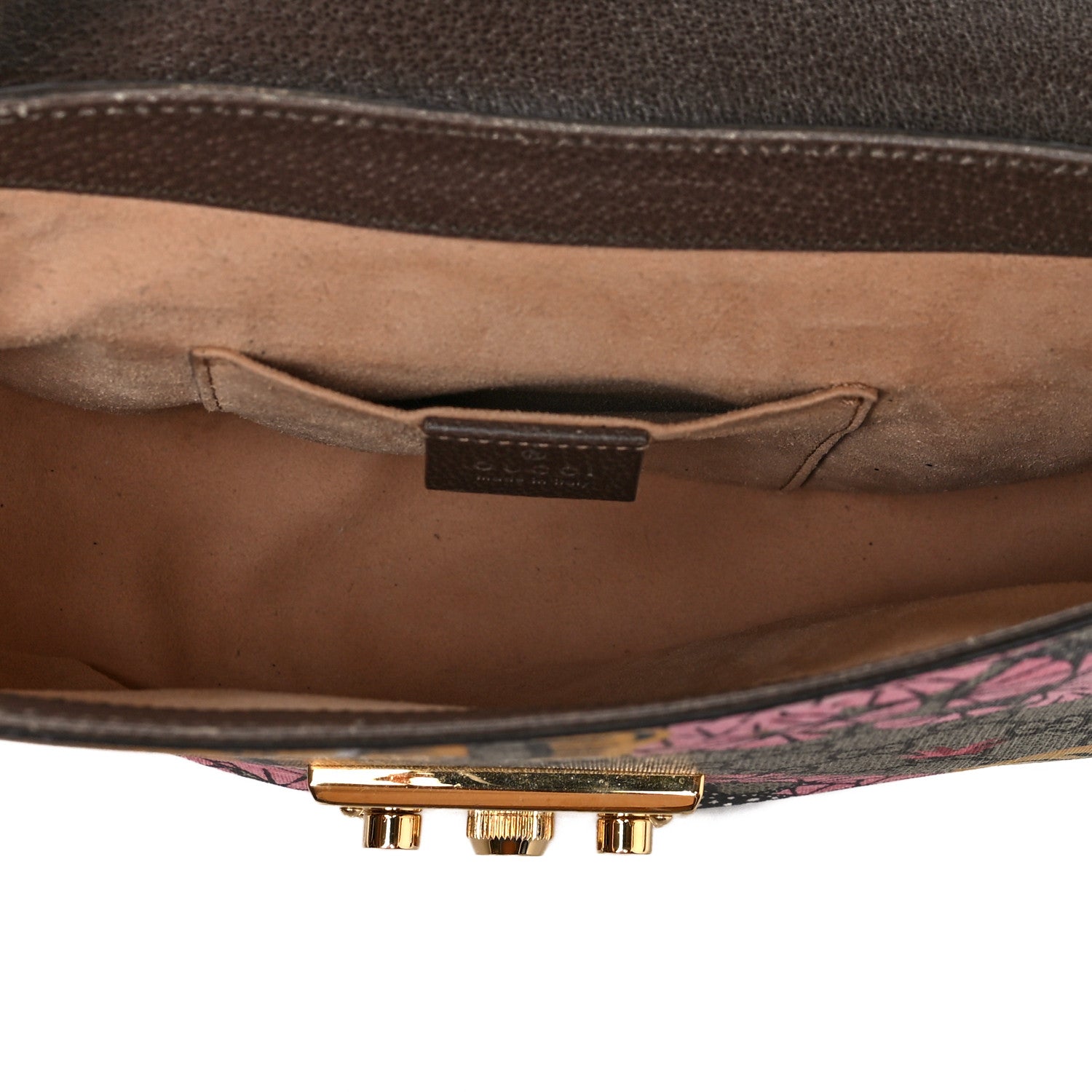 Gucci GG Supreme Monogram Bengal Web Medium Padlock Messenger Shoulder Bag Beige Pink 4 of 12