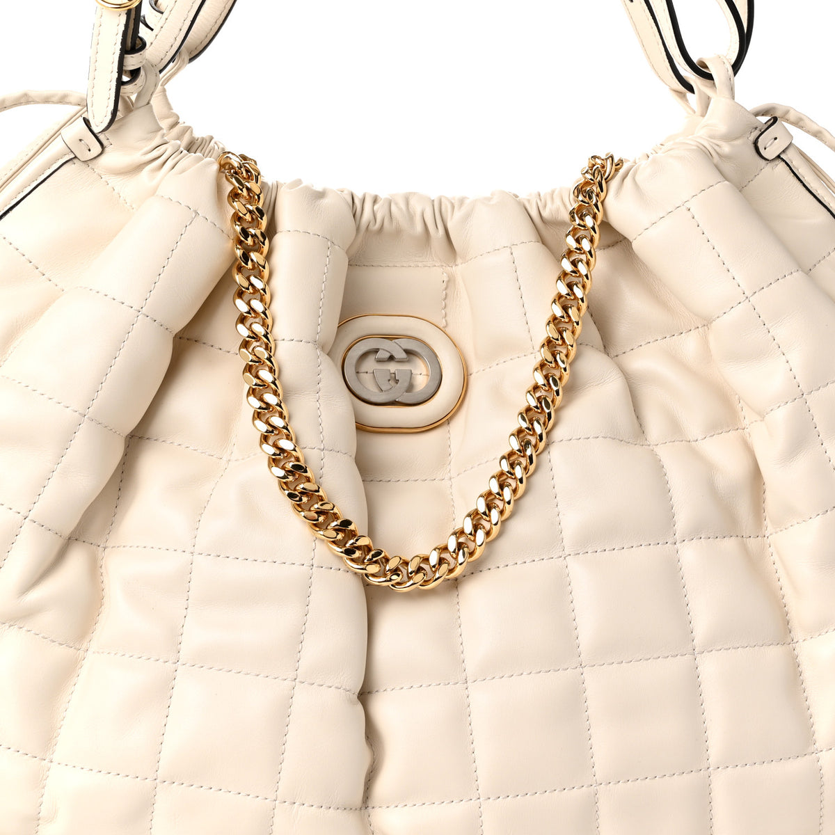 Gucci Calfskin Quilted Large Deco Tote Bag Mystic White 8 of 10