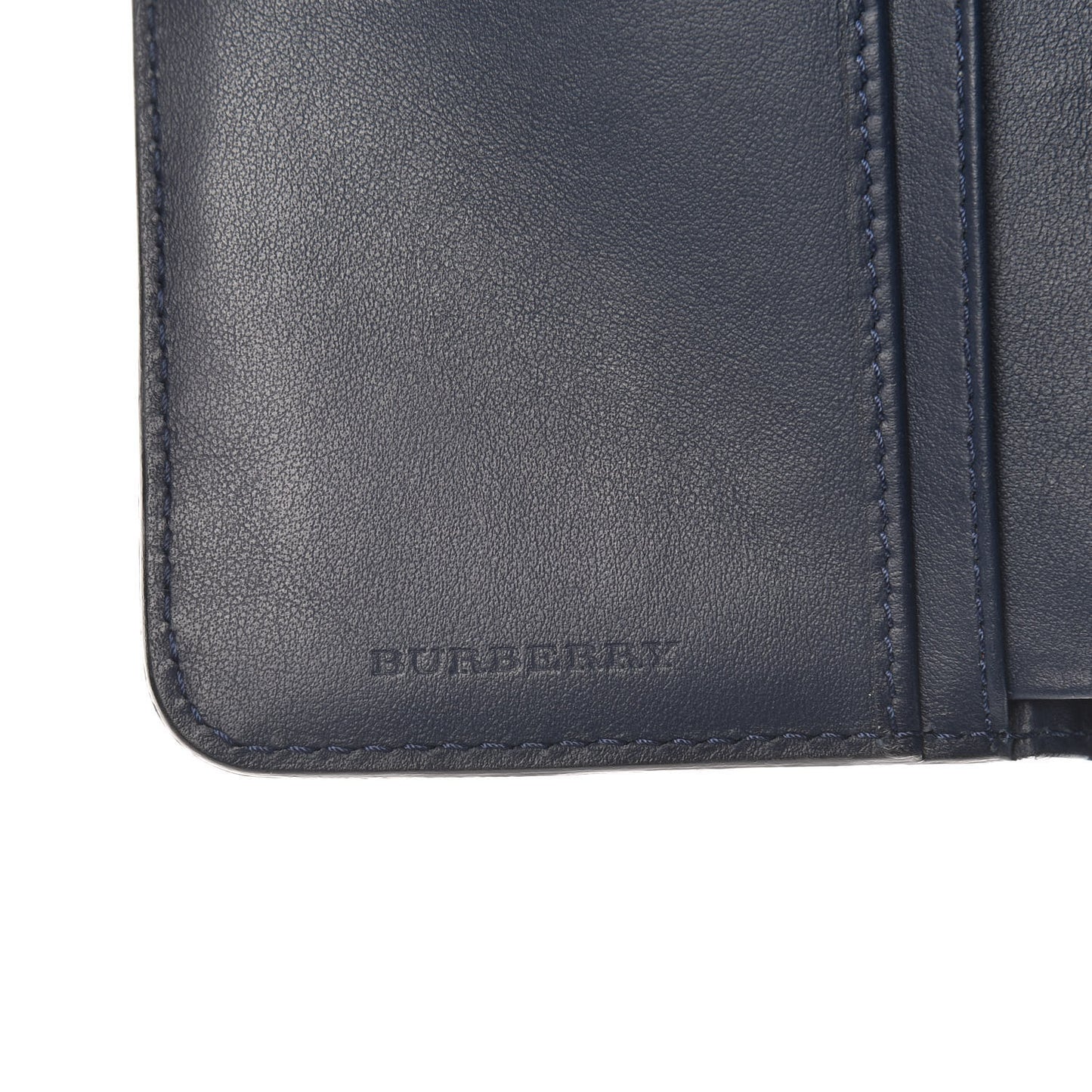 Grainy Calfskin Buckle Detail Zip Wallet Blue Carbon