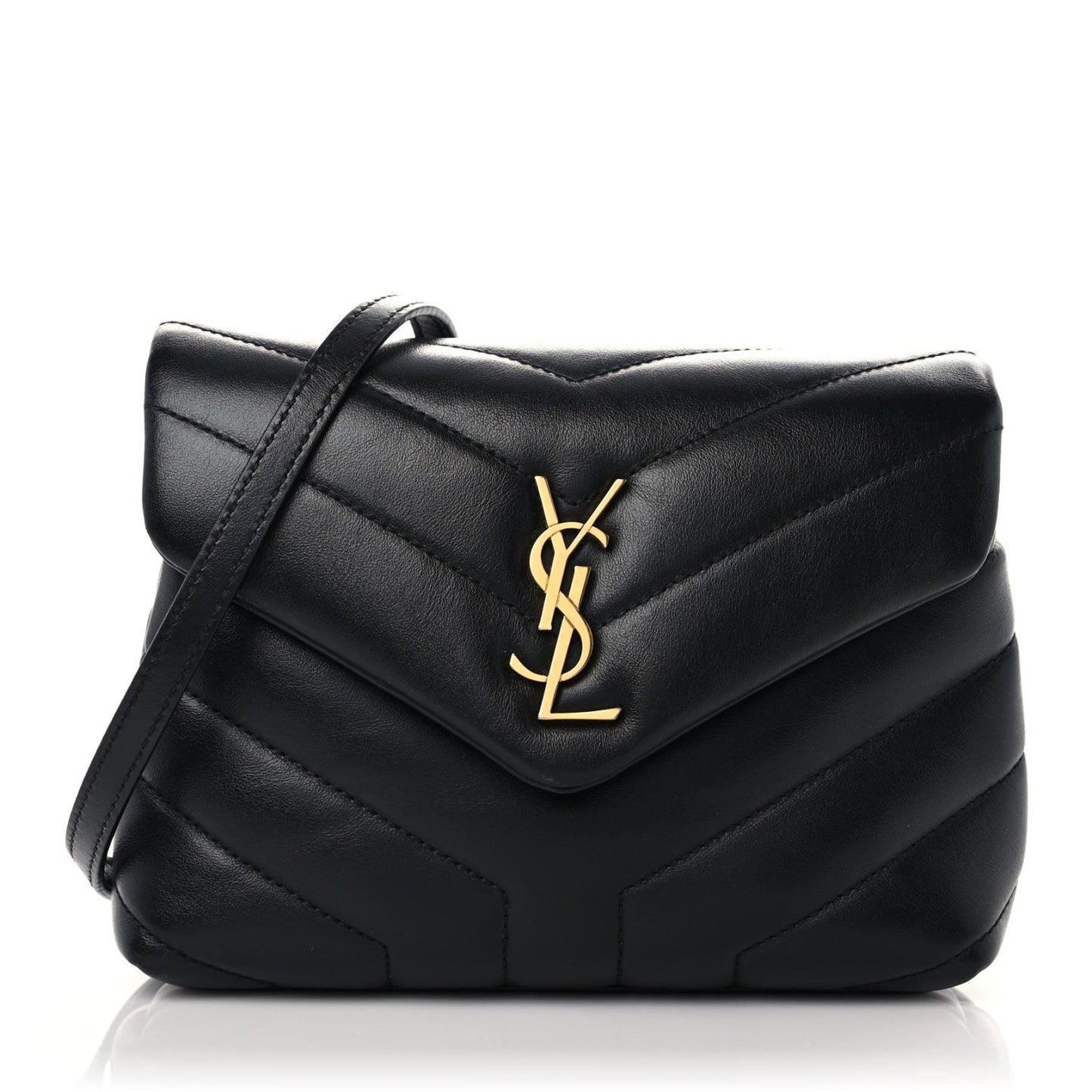 Calfskin Y Quilted Monogram Toy Loulou Crossbody Bag Black