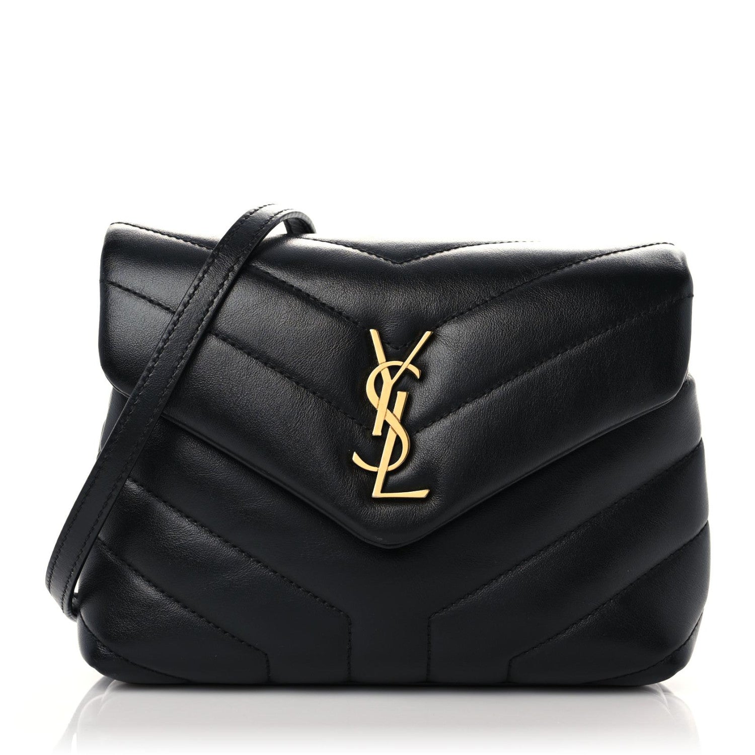Saint Laurent Calfskin Y Quilted Monogram Toy Loulou Crossbody Bag Black 1 of 18