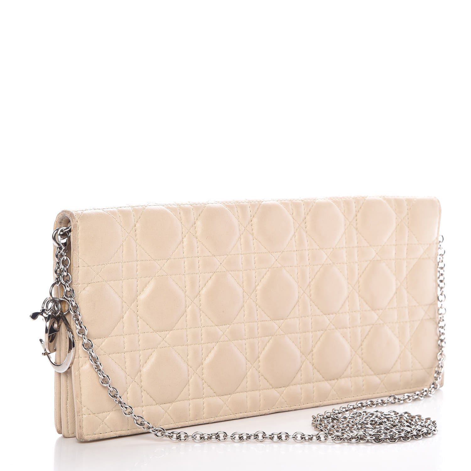 Christian Dior Lambskin Cannage Lady Dior Convertible Clutch Ivory 3 of 16