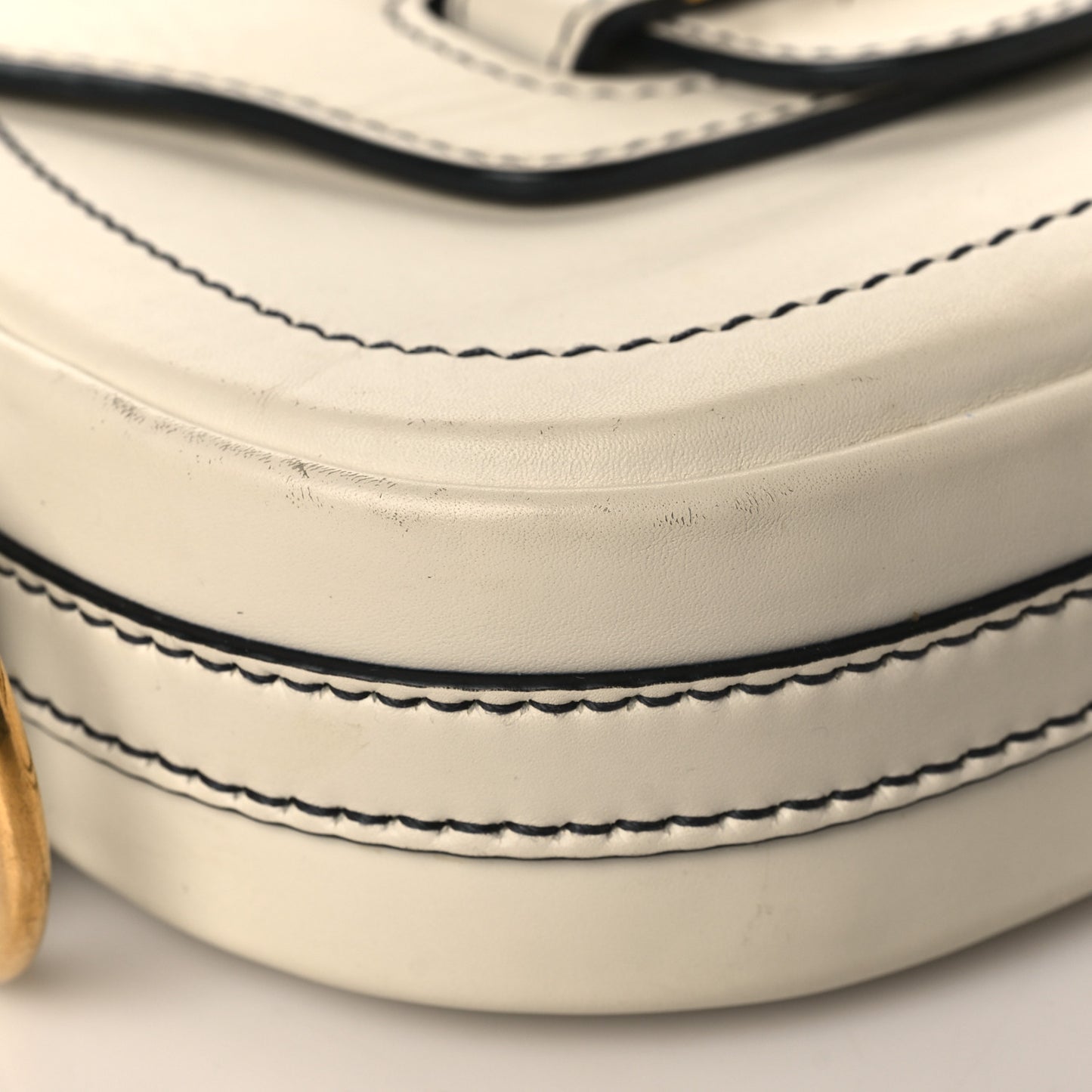 Calfskin D Fence Saddle Bag Latte