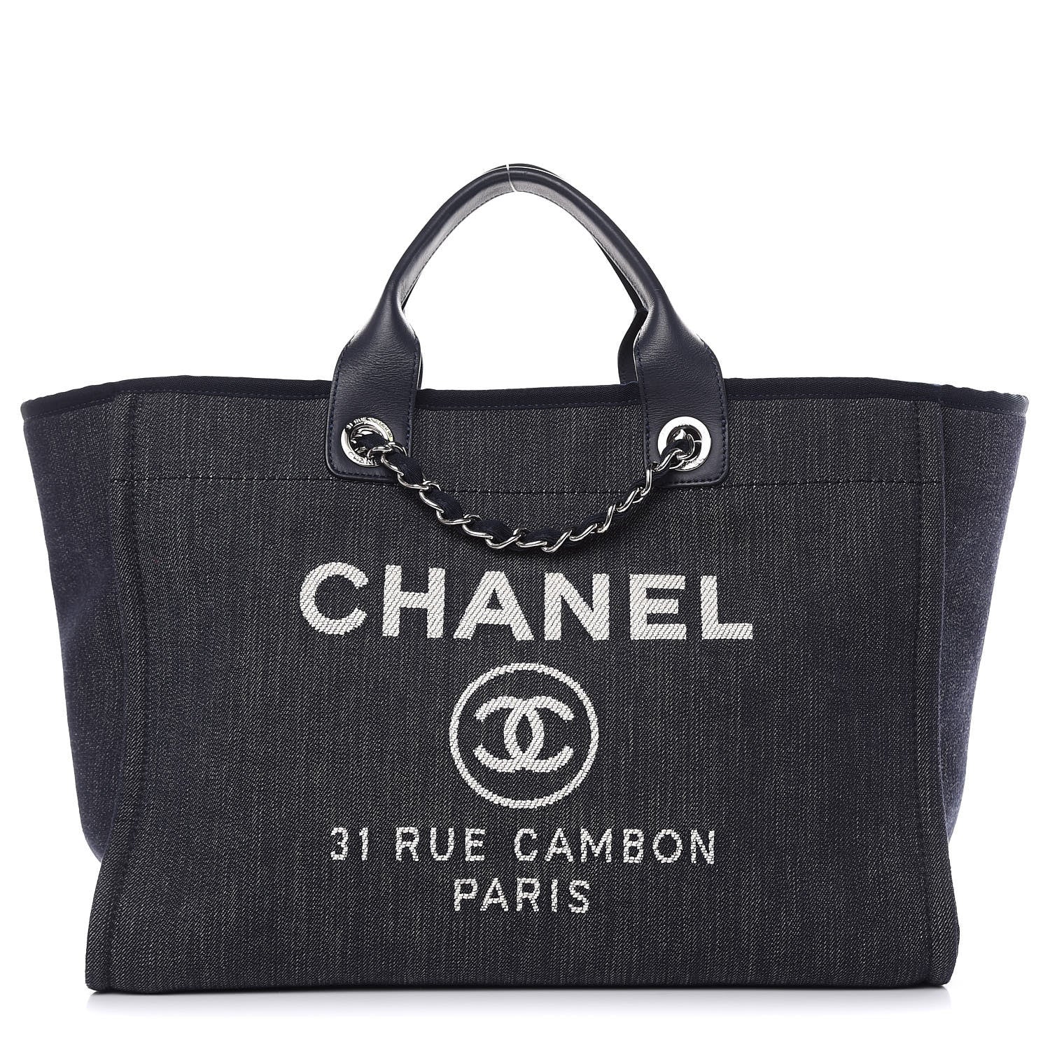 Chanel Denim Large Deauville Tote Dark Blue 1 of 10