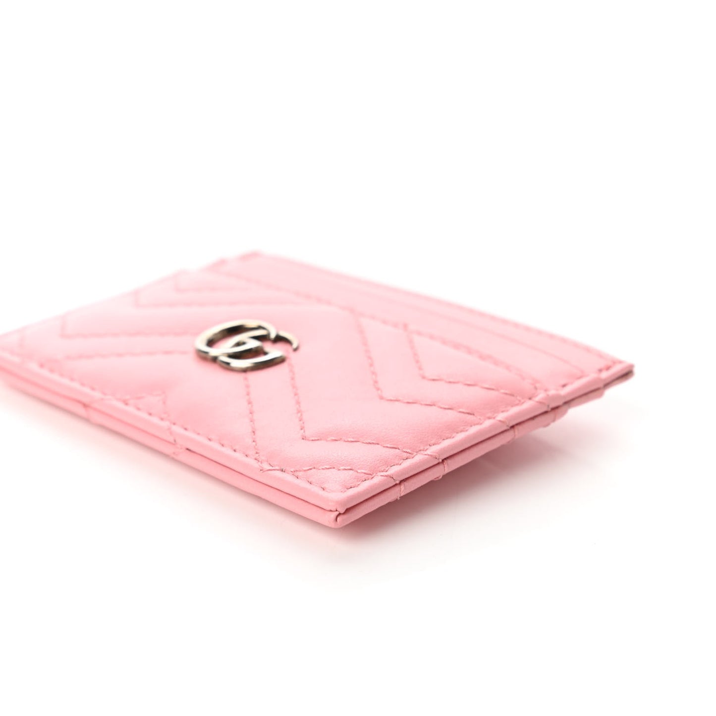 Calfskin Matelasse GG Marmont Card Holder Wild Rose
