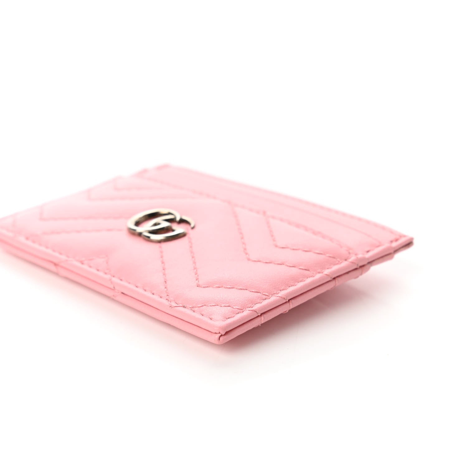 Gucci Calfskin Matelasse GG Marmont Card Holder Wild Rose 7 of 10