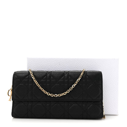 Christian Dior Grained Calfskin Cannage Lady Dior Rendezvous Chain Wallet Black 15 of 15