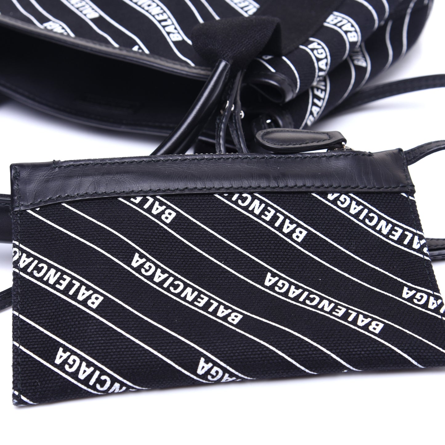Cotton Canvas Calfskin Logo Print Navy Cabas XS Black White