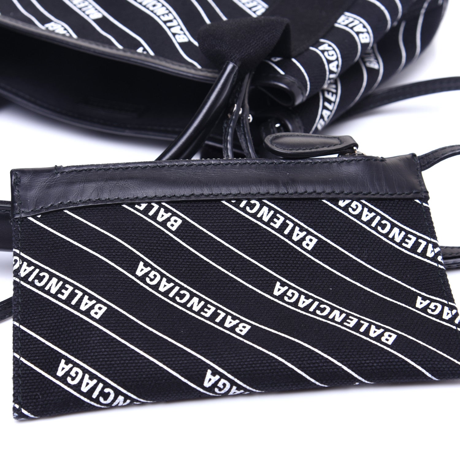 Balenciaga Cotton Canvas Calfskin Logo Print Navy Cabas XS Black White 12 of 13