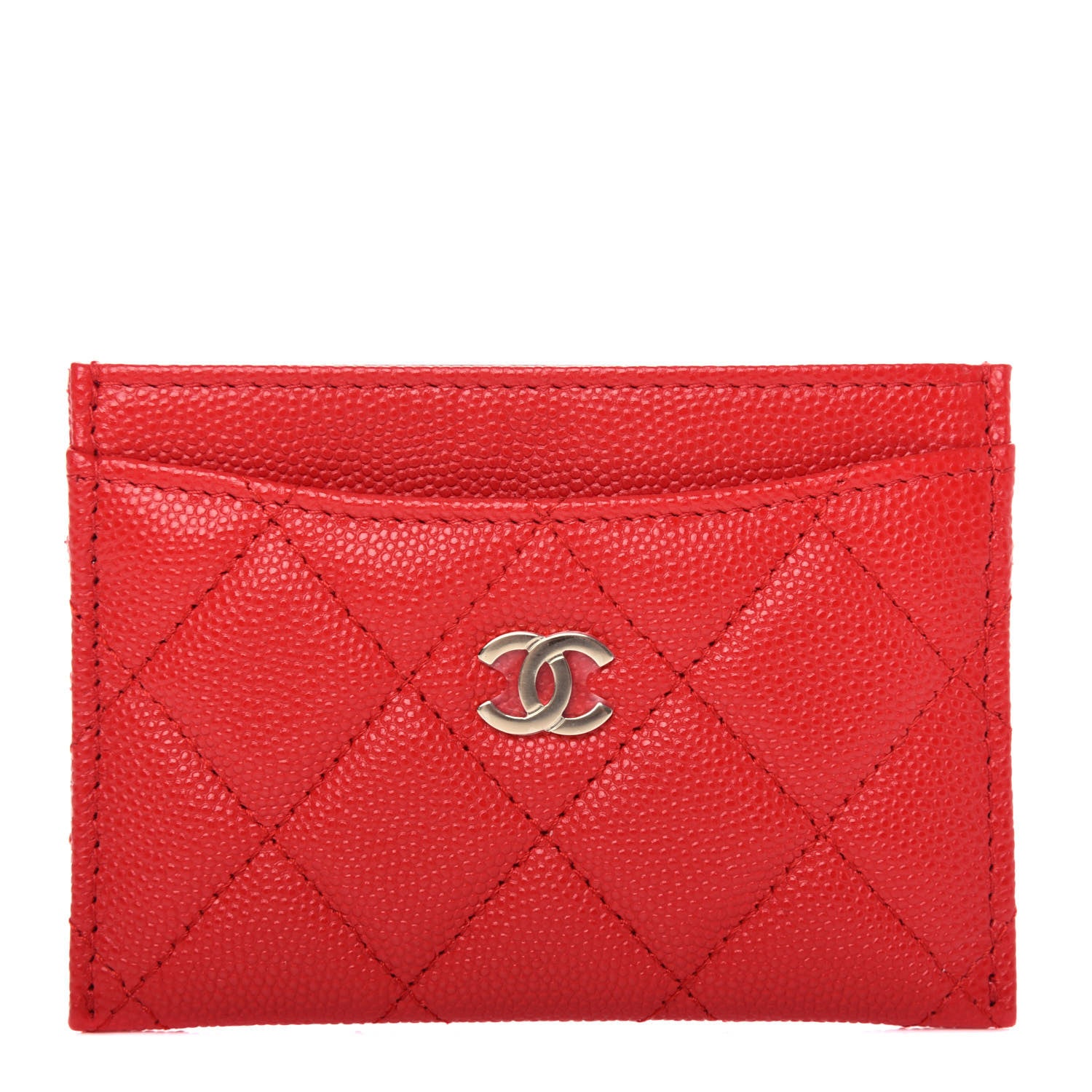Chanel Caviar Quilted Card Holder Red 1 of 9
