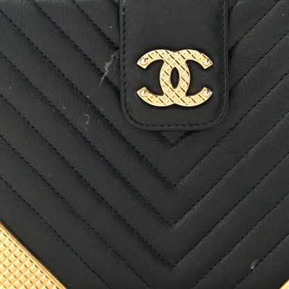Chanel Calfskin Chevron Quilted Rock The Corner Minaudiere Bag Black 11 of 12