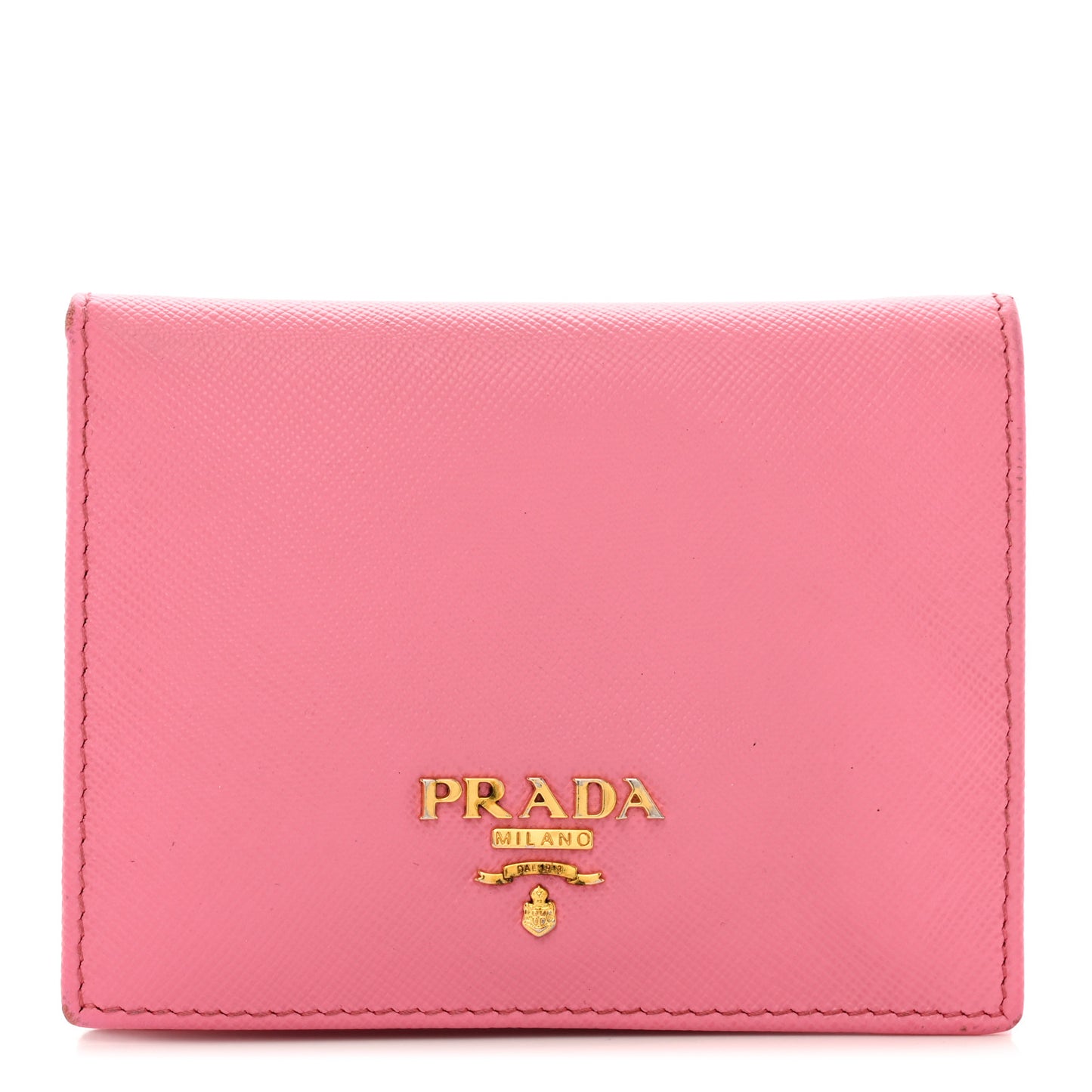 Saffiano Metal Compact Snap Bi-Fold Wallet Petalo