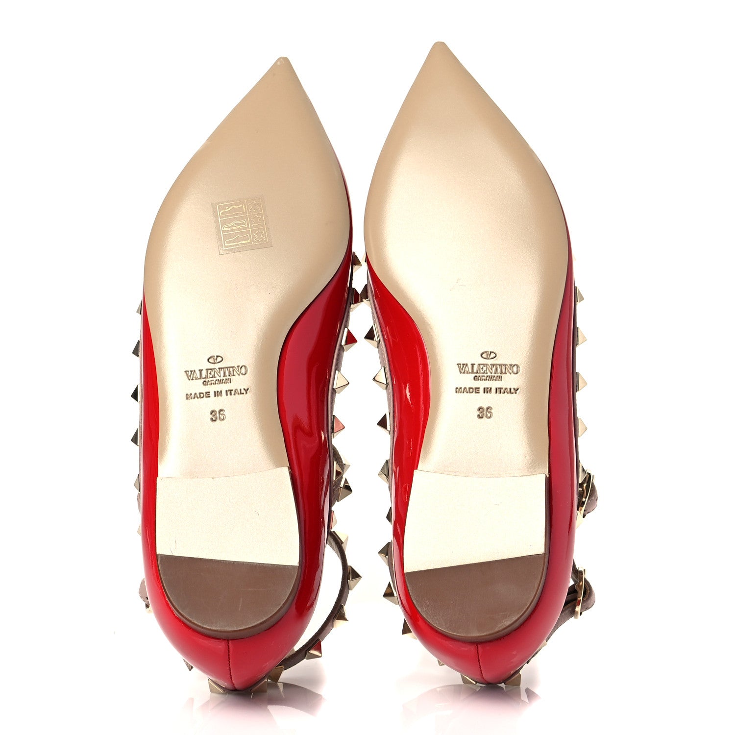 Valentino Garavani Patent Nappa Rockstud Cage Ballerina Flats 36 Rosso Valentino Poudre 5 of 8