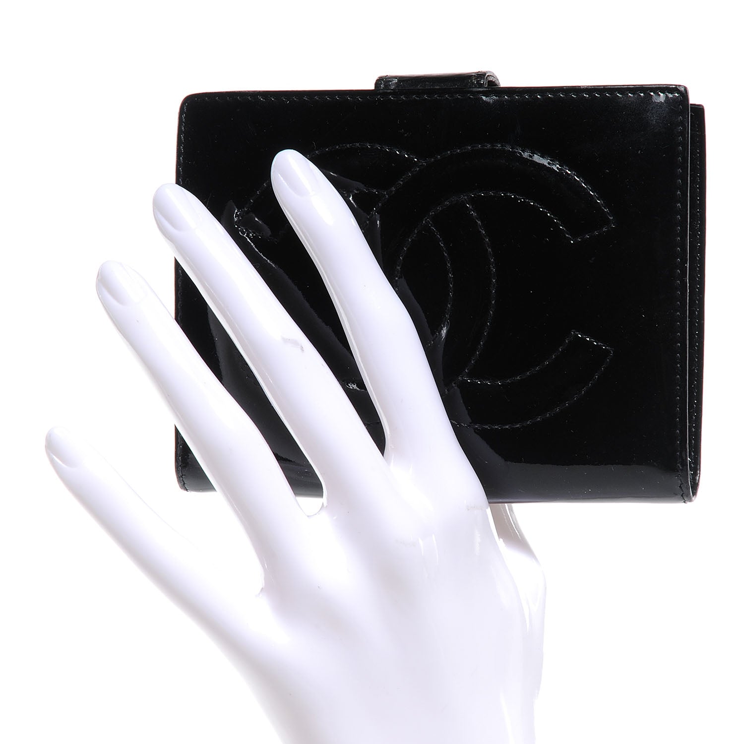 Chanel Patent CC French Wallet Black 2 of 7
