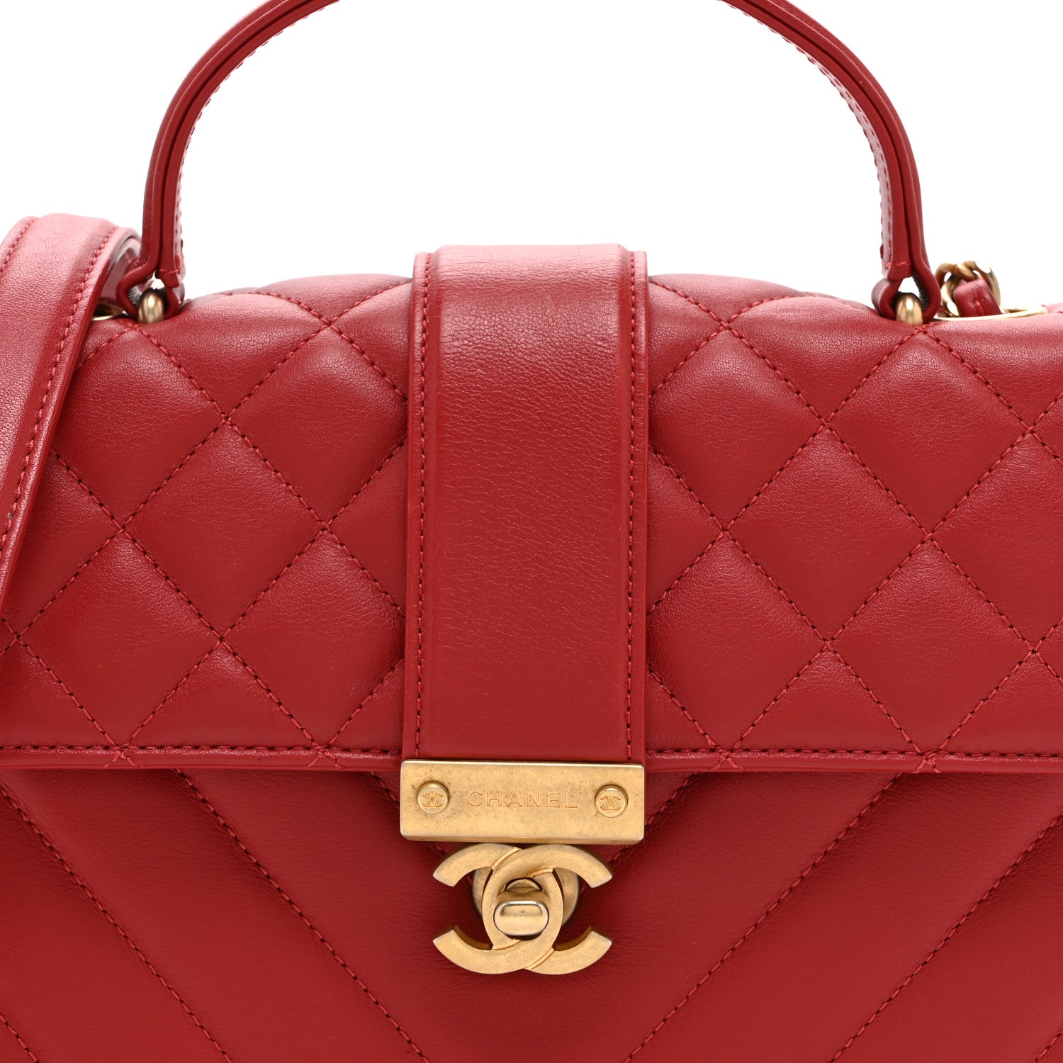 Chanel Calfskin Quilted Chevron In The City Bag Red 8 of 10