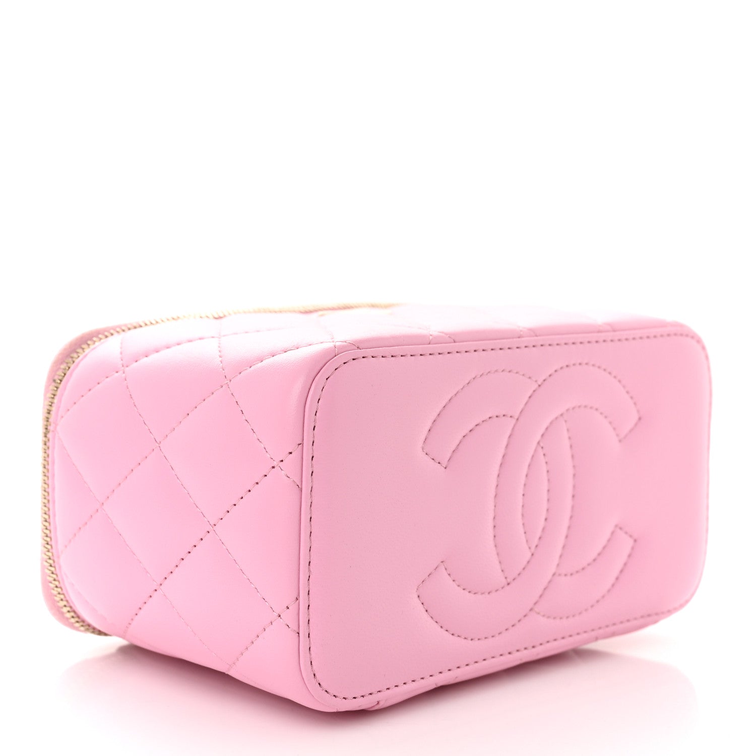 Chanel Lambskin Quilted Small Top Handle Vanity Case With Chain Lilac Light Green 4 of 11
