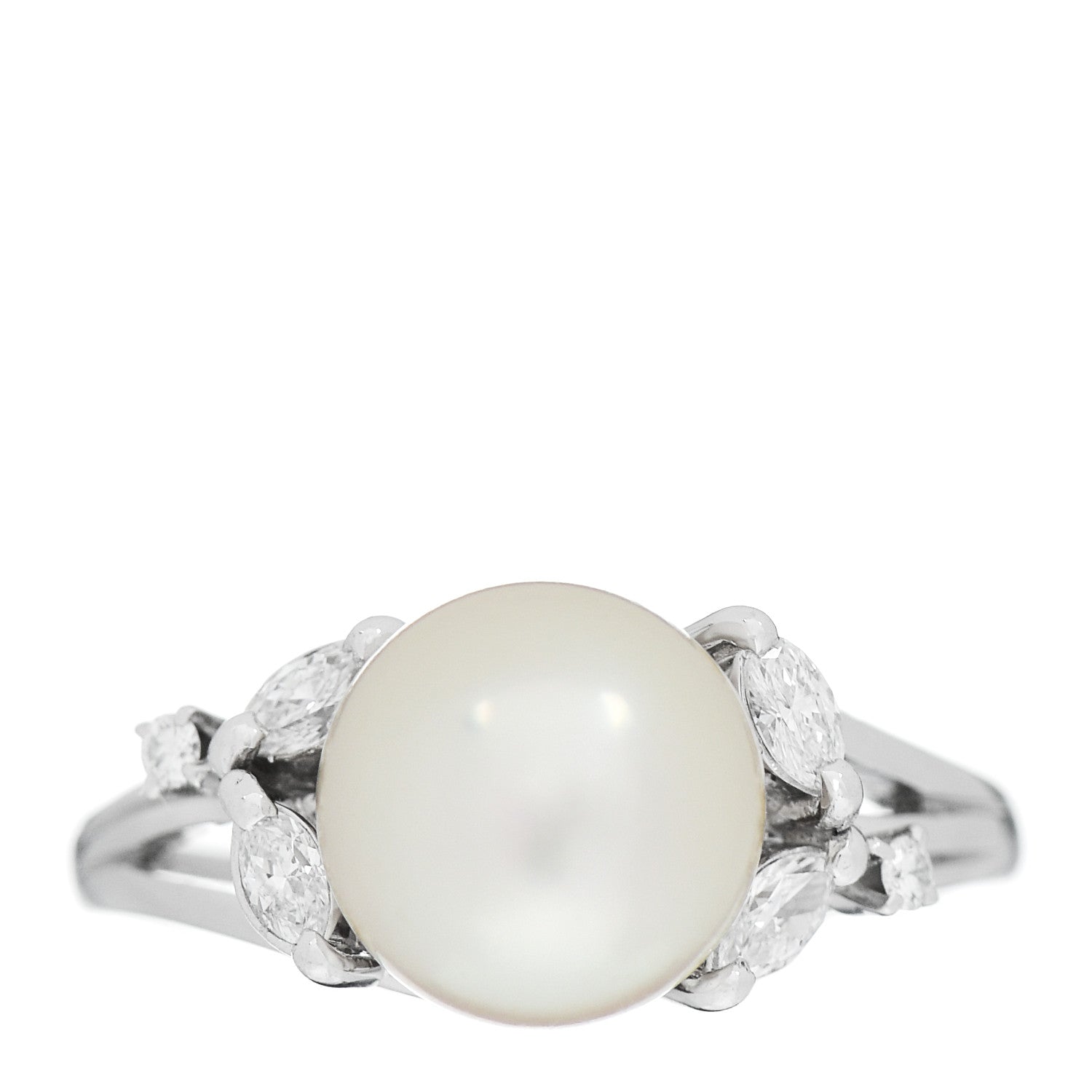 Mikimoto Platinum Diamond Akoya Pearl 9mm Ring 53 6.25 1 of 5