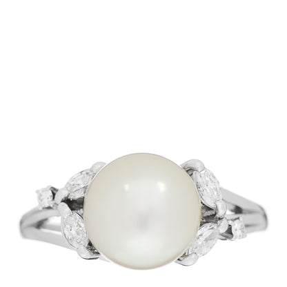 Mikimoto Platinum Diamond Akoya Pearl 9mm Ring 53 6.25 1 of 5